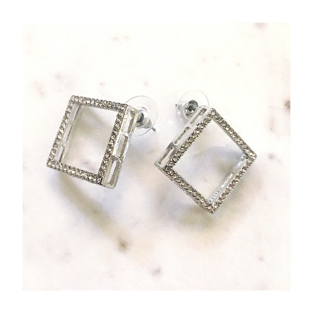 Real Sterling Silver Diamond Shape Studs